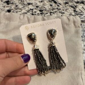 Kendra Scott Metallic Dark Grey Beaded Earrings - NWT